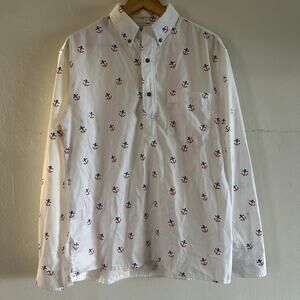 Chubbies The Nutter Men's White USA Flag Anchor Pattern Cotton Shirt‎ Sz Medium
